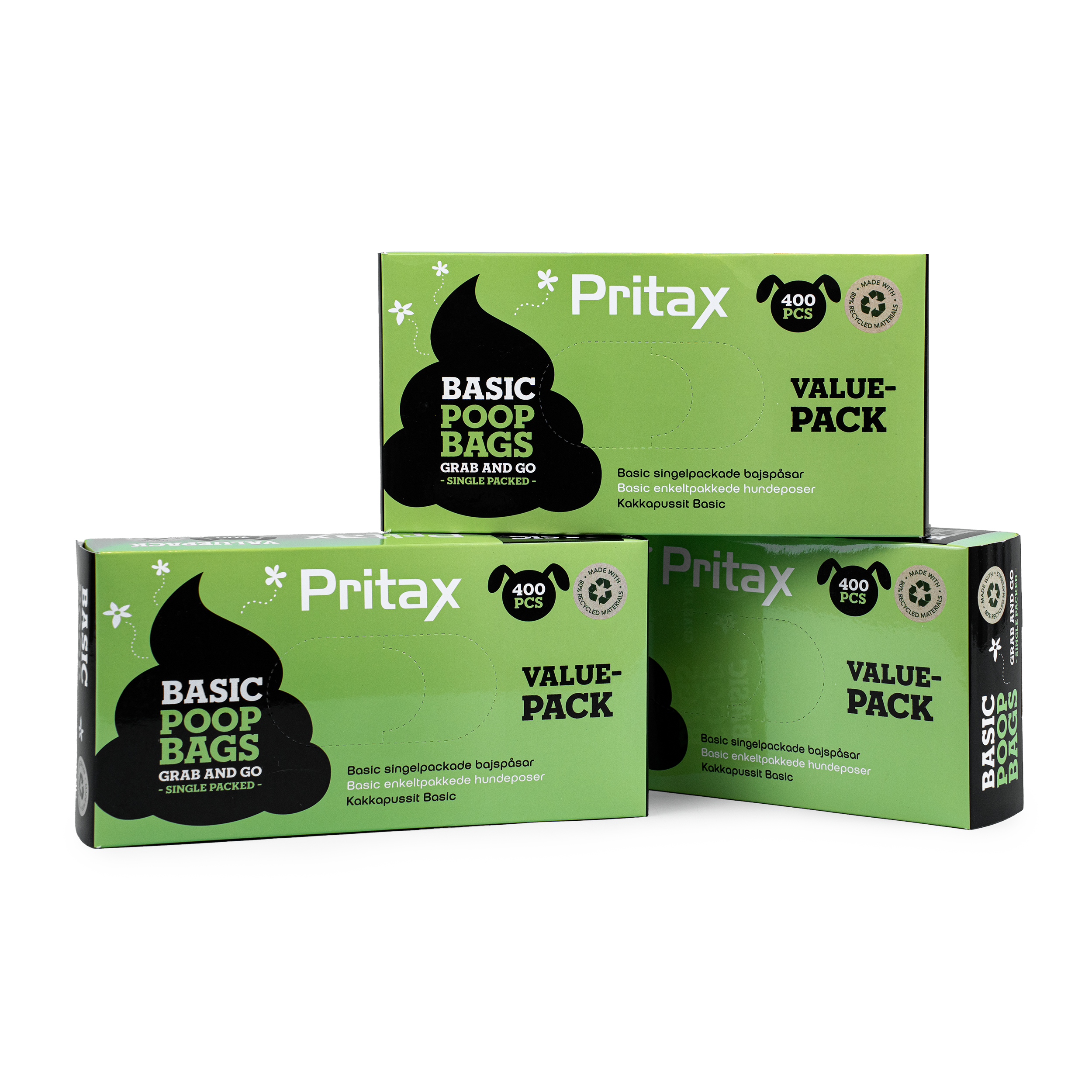 Pritax - Bæsjeposer Value Pack Basic 400stk, 34x23cm, Svart - Hund - Dyrekassen.no