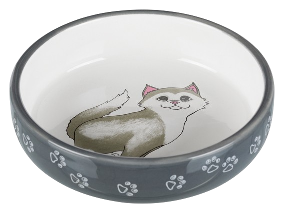 Trixie - Keramisk skål for kortsnutede katter, 0,3 l/ø 15 cm, grå - Katt - Helse og pels - Hygiene - Kattens Matplass - Katteskåler og Underlag -