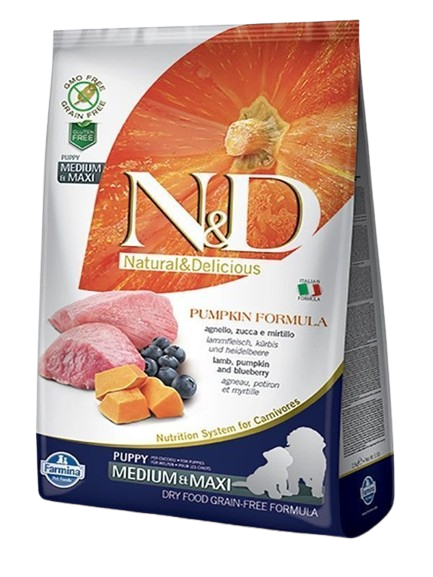 Farmina - Dog N&D Pumpkin Lamb & Blueberry Puppy Medium/Maxi 2,5 kg - Hund - Tørrfôr - Dyrekassen.no