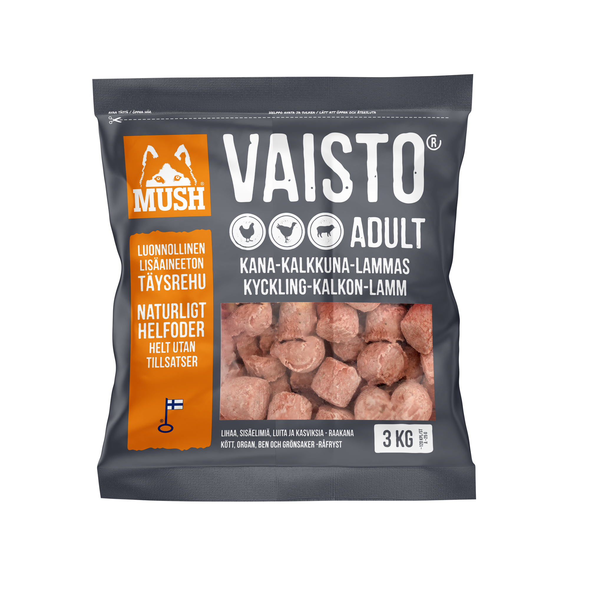 Mush Vaisto Kyckling-Kalkon-Lamm Gray 3 kg