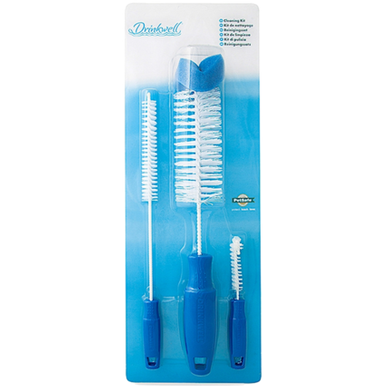 Rengjøringssett for fontener til kjæledyr 3 børster Blå 3-pk.