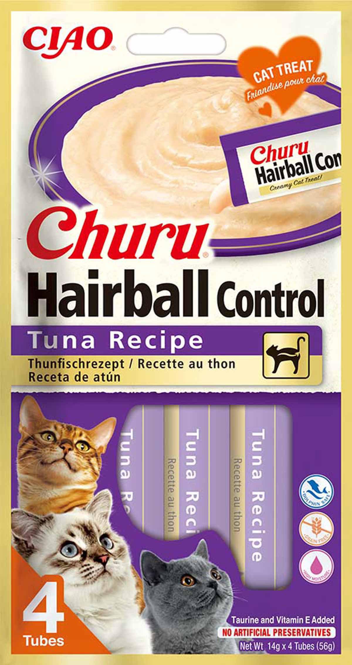 Churu - Hairball Control Tuna 4 stk - Katt - Helse og pels - Hygiene - Godbiter - Dyrekassen.no