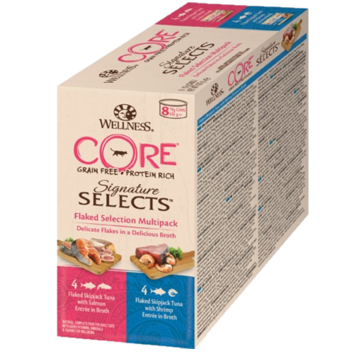 CORE Petfood - Signature Selects Flaked Selection Flerpakning 8 x 79 g - Katt - Helse og pels - Kosttilskudd - Våtfôr - Dyrekassen.no