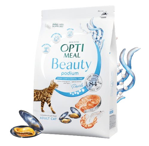 Optimeal - Shiny Coat & Dental Care Adult Cats Marine Super Food 4 kg - Katt - Helse og pels - Kosttilskudd - Tørrfôr - Dyrekassen.no