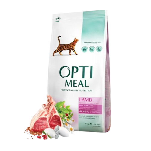 Optimeal Adult & Senior Sensitive Digestion Lamb Tørrfôr Til Katt 4 kg