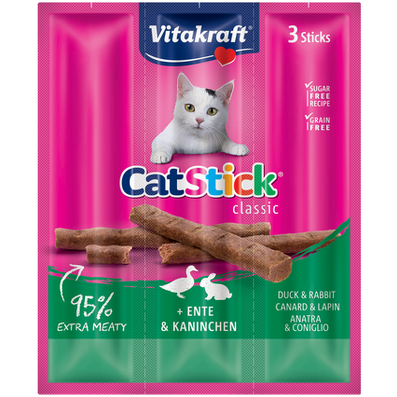 Vitakraft - CatSticks Mini Duck/Rabbit 6 g x 3 stk. - Katt - Helse og pels - Hygiene - Godbiter - Dyrekassen.no