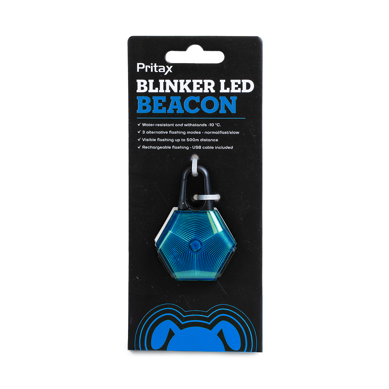 Pritax - Blinkende LED-fyr, 5x6,5 cm, blå - Hund - Hundebur - Refleks og lykter - Dyrekassen.no