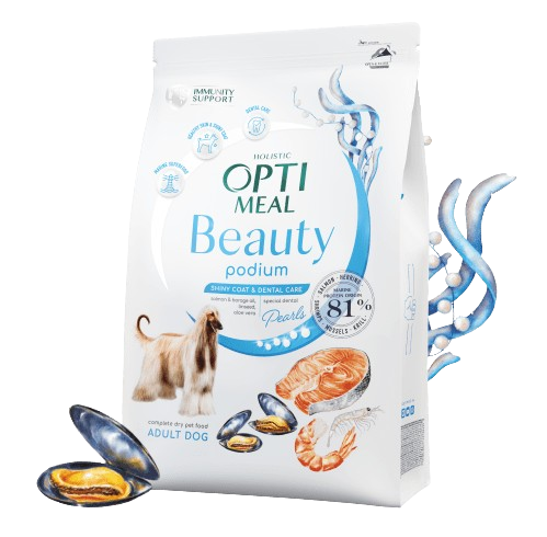 Optimeal Beauty Podium Shiny Coat & Dental Care Complete dry pet food for adult dogs 1,5 kg