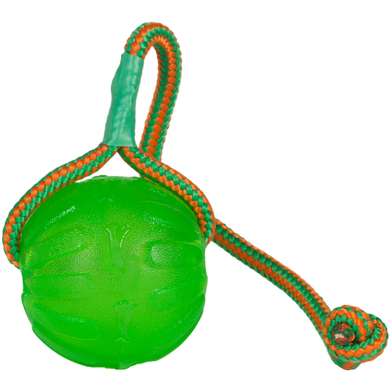 StarMark - Everlasting Fun Ball med tau Grønn 8 cm - Hund - Klær og dekken - Sokker og sko - Ball til hund - Dyrekassen.no