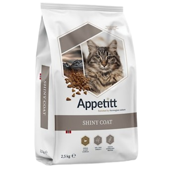 APPETITT - Cat Shiny Coat 2,5 kg - Katt - Helse og pels - Kosttilskudd - Tørrfôr - Dyrekassen.no