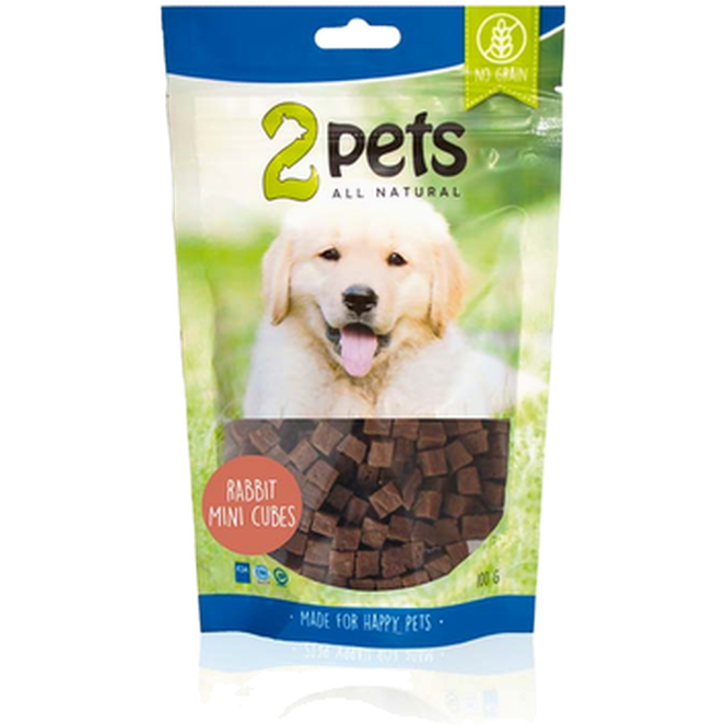 2 pets - Dogsnack MiniCubes Kanin 100 g - Hund - Hundegodteri - Dyrekassen.no