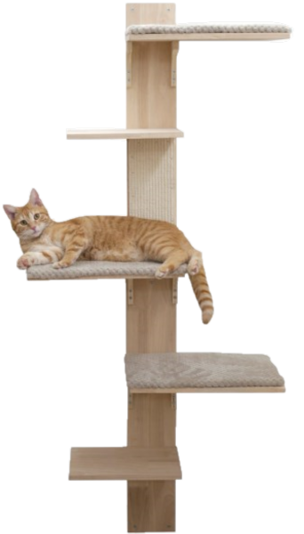 KerblPet - Veggmontert planteskoletre Timber Beige/Grått - Katt - Matplassen - Automater - Kloretønner - Dyrekassen.no