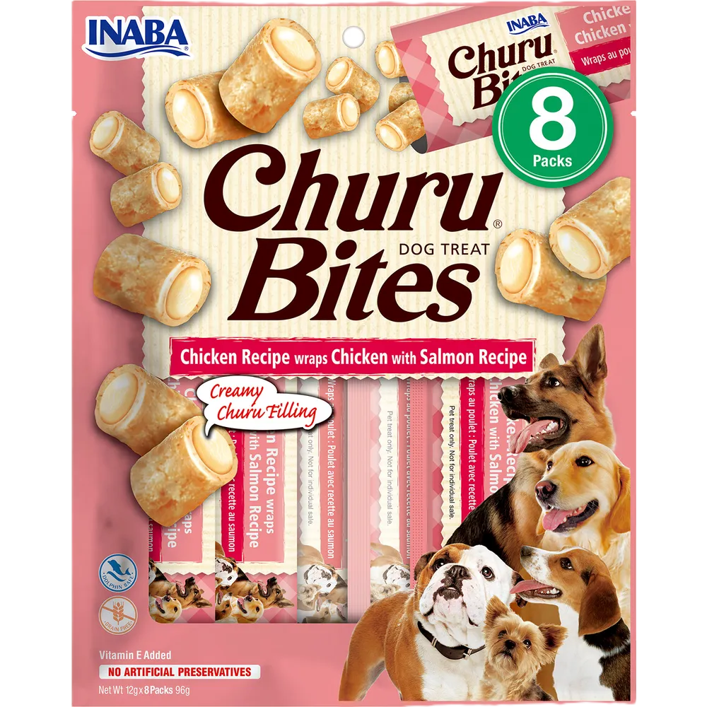 Churu Dog Bites Chicken Wraps With Salmon 12 g x 8-pack