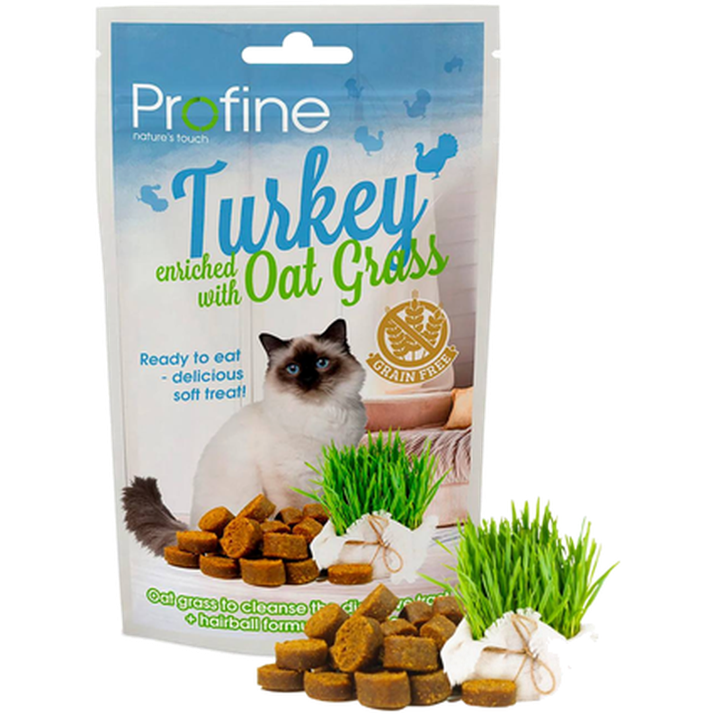 Profine - Katt Semi Moist Snack Kalkun og havregress 50g - Katt - Helse og pels - Hygiene - Godbiter - Dyrekassen.no