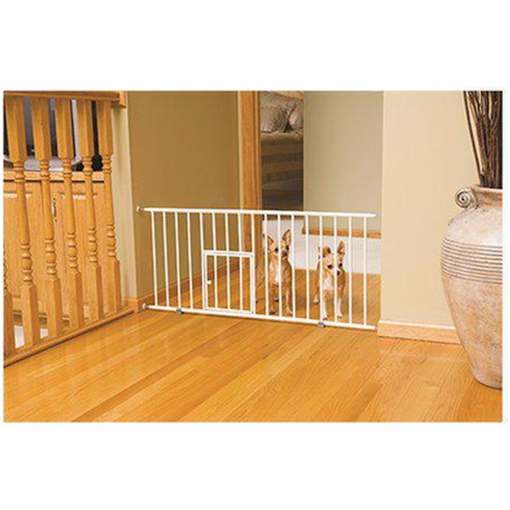 Carlson - Pet Gate Mini Walk-Through med liten kjæledyrdør Hvit 74-96,5 x 46 cm - Hund - Utstyr - Refleks - Dyrekassen.no