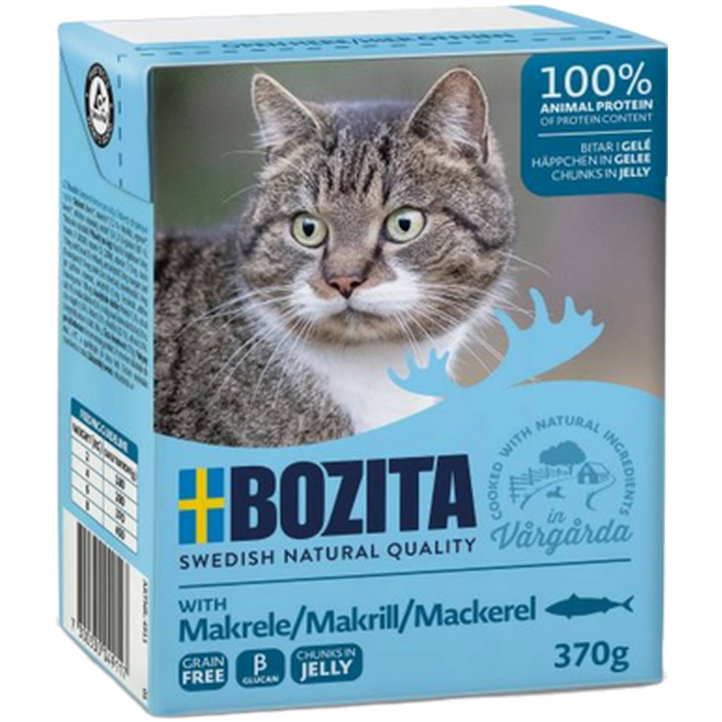 Bozita Katt - Makrell i gelé 370 g - Katt - Helse og pels - Kosttilskudd - Våtfôr - Dyrekassen.no