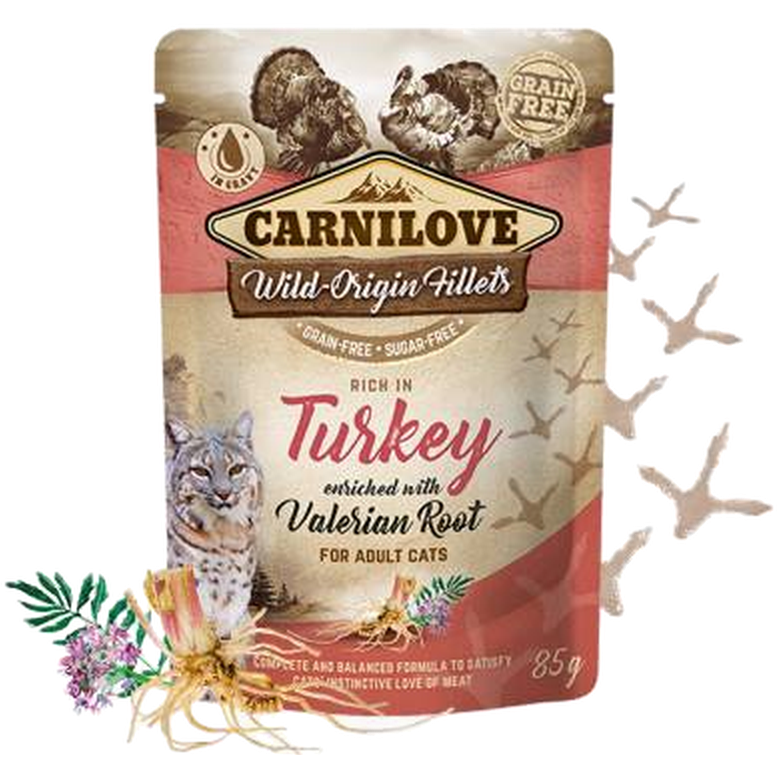 Carnilove - Cat Pouch kalkun beriket med vendelrot 85 g - Katt - Helse og pels - Kosttilskudd - Våtfôr - Dyrekassen.no