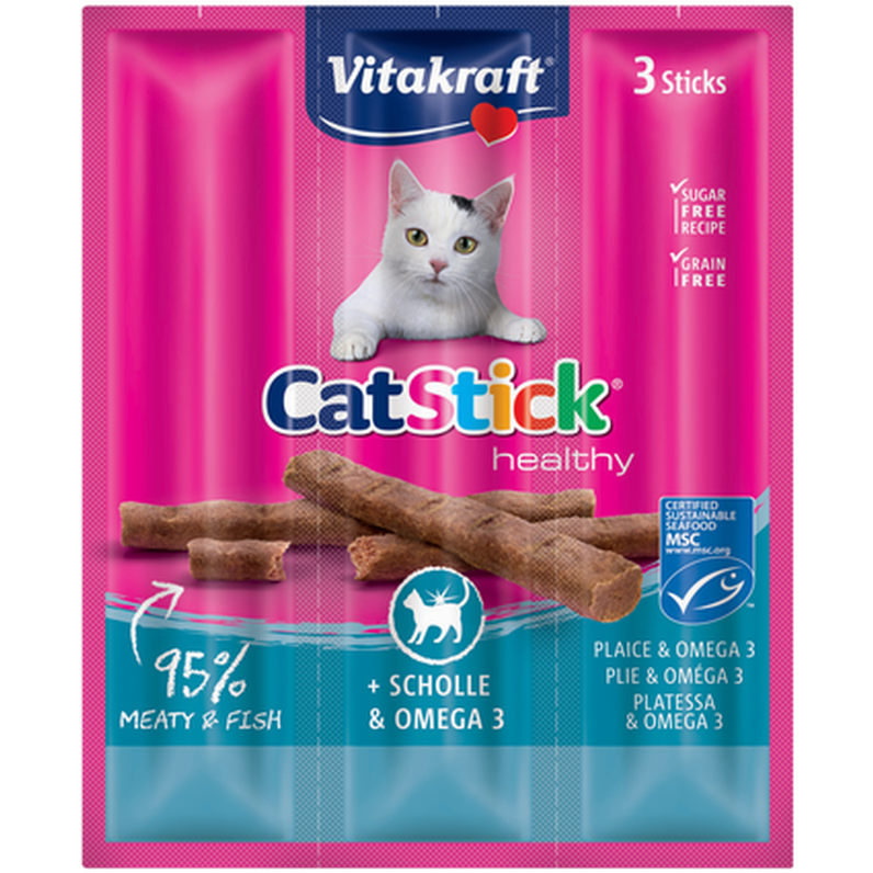Vitakraft - CatSticks Mini Woodpecker & Omega3 3x6g, 20 stk. - Katt - Helse og pels - Hygiene - Godbiter - Dyrekassen.no
