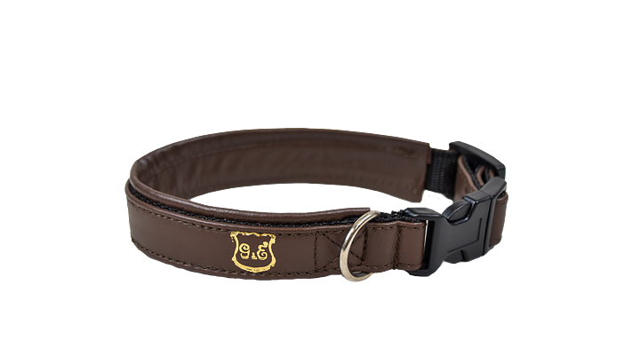 Gustaf och Evita Hundhalsband Ställbart Skinn Brunt