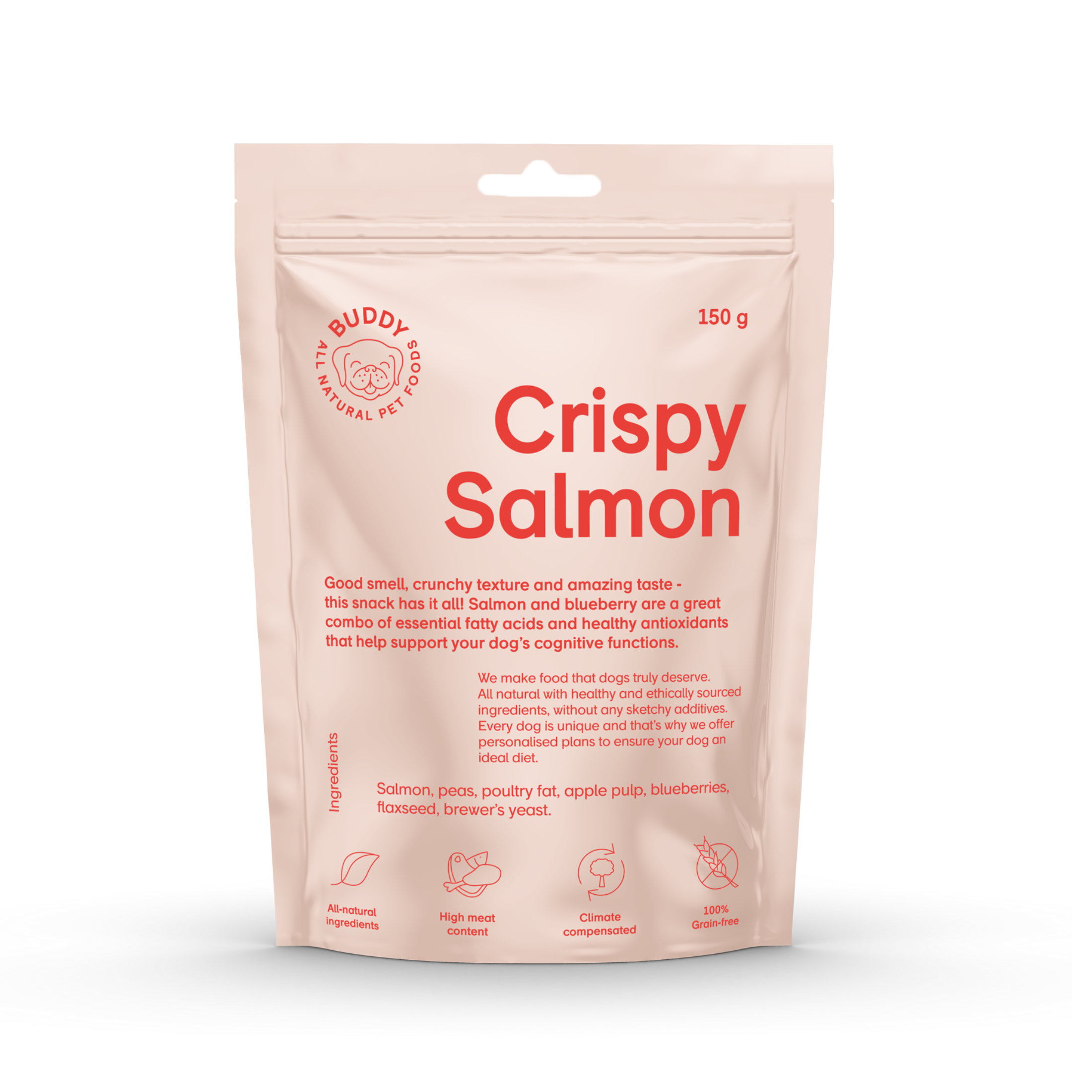 Buddy Pet Foods Crunchy Snack Salmon with Blueberries 150 g