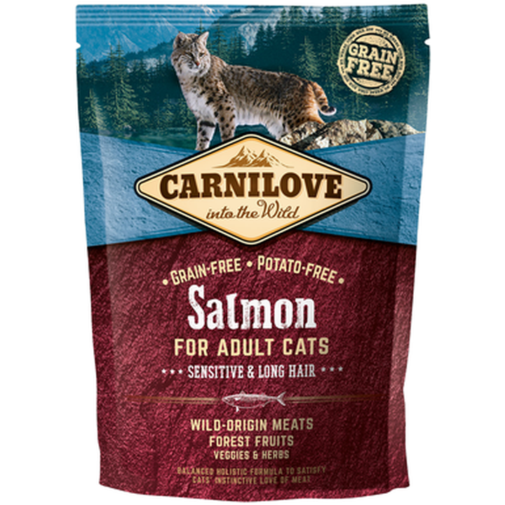 Carnilove - Cat Salmon Sensitive & Long Hair 6 kg - Katt - Helse og pels - Kosttilskudd - Tørrfôr - Dyrekassen.no