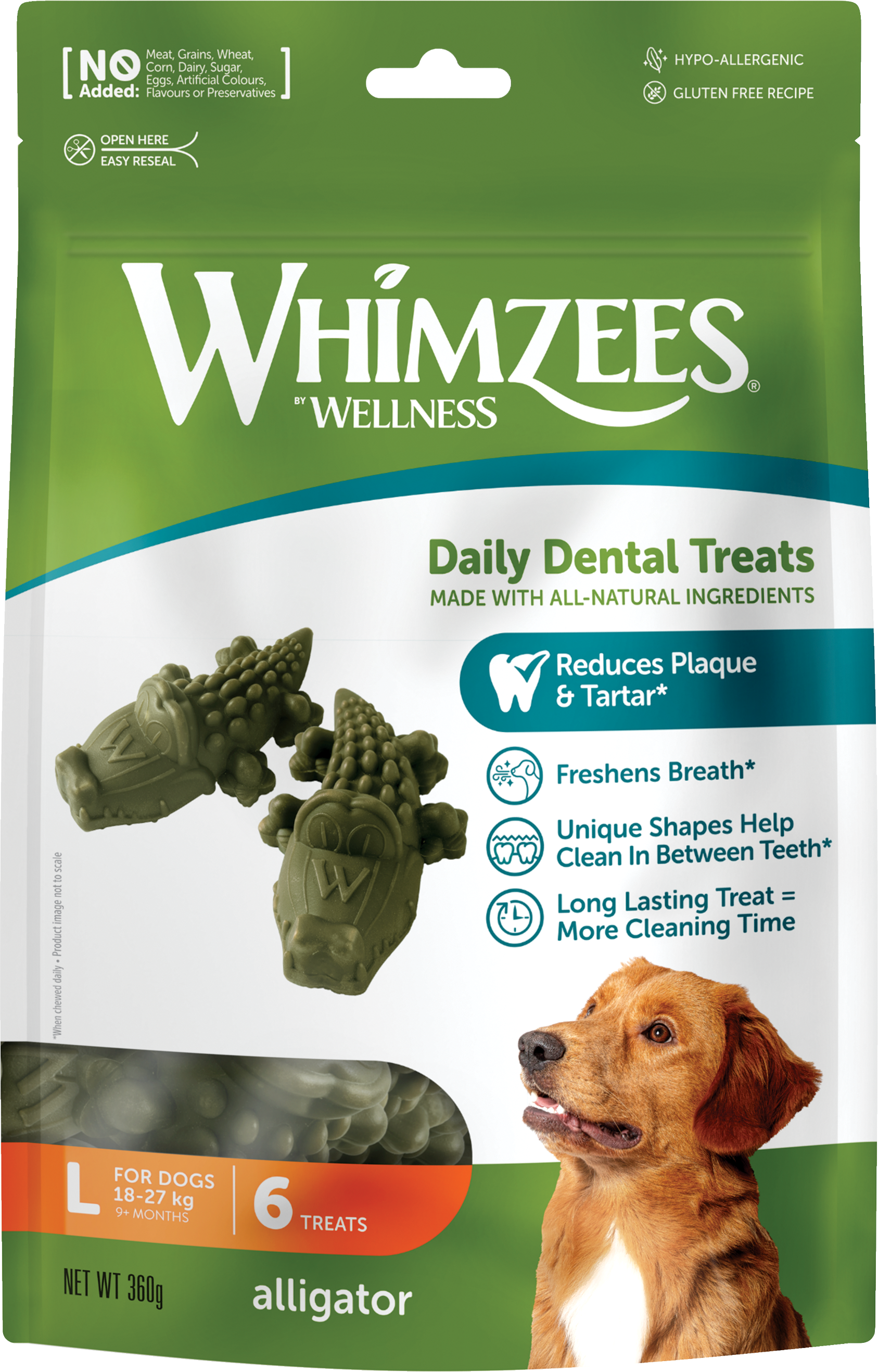 Whimzees - Alligator Veggie Large 6 stk - Hund - Hundegodteri - Dyrekassen.no