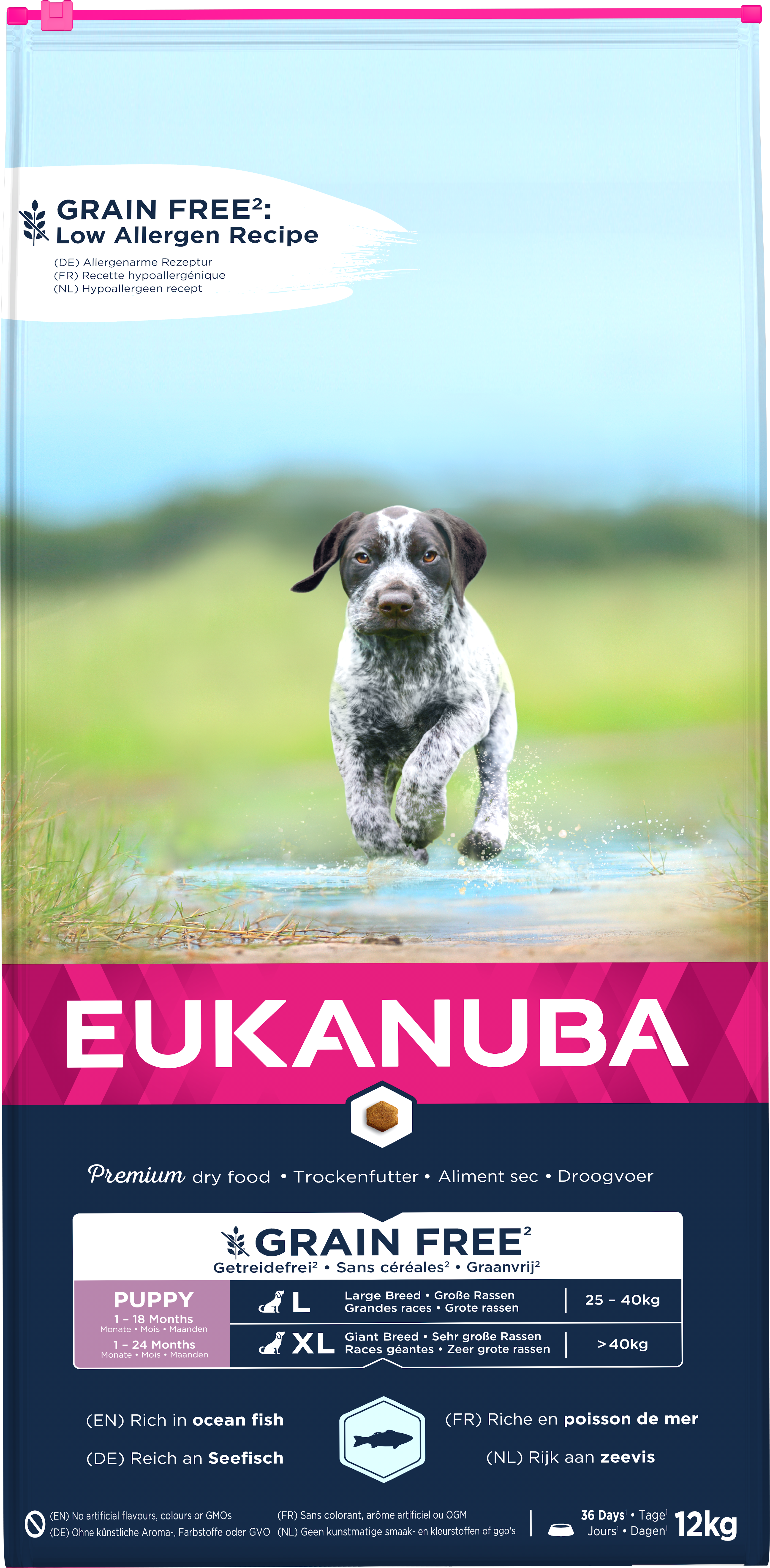 Eukanuba - Dog Grain Free Puppy & Junior Large Ocean Fish 12 kg - Hund - Tørrfôr - Dyrekassen.no