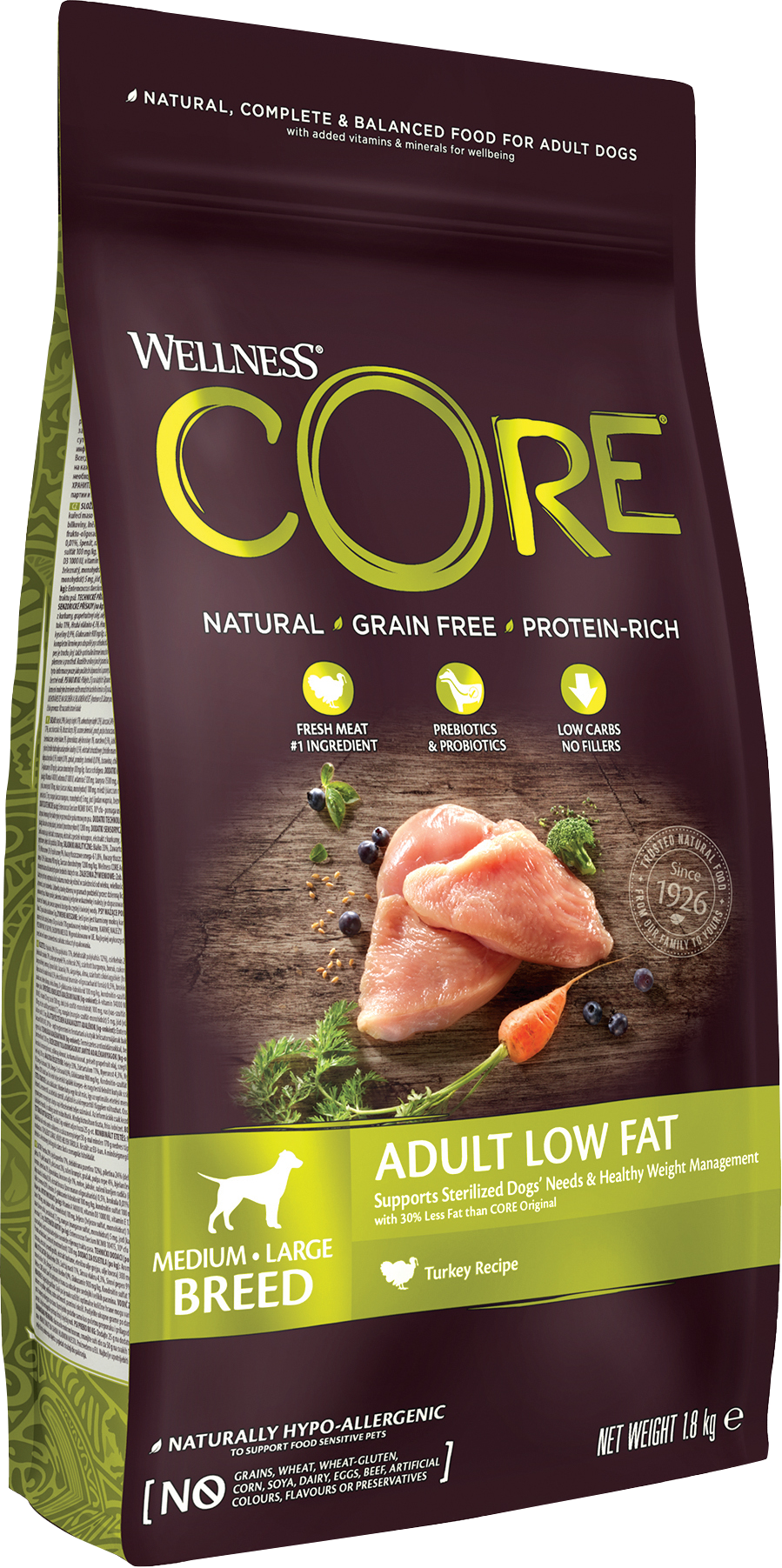 CORE Petfood Dog Adult Low Fat Medium & Large Breed Turkey Dry