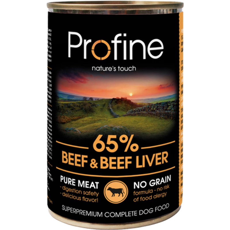 Profine - Våtfôr for hund, boks 65 % storfekjøtt med lever 400 g - Hund - Våtfôr - Dyrekassen.no