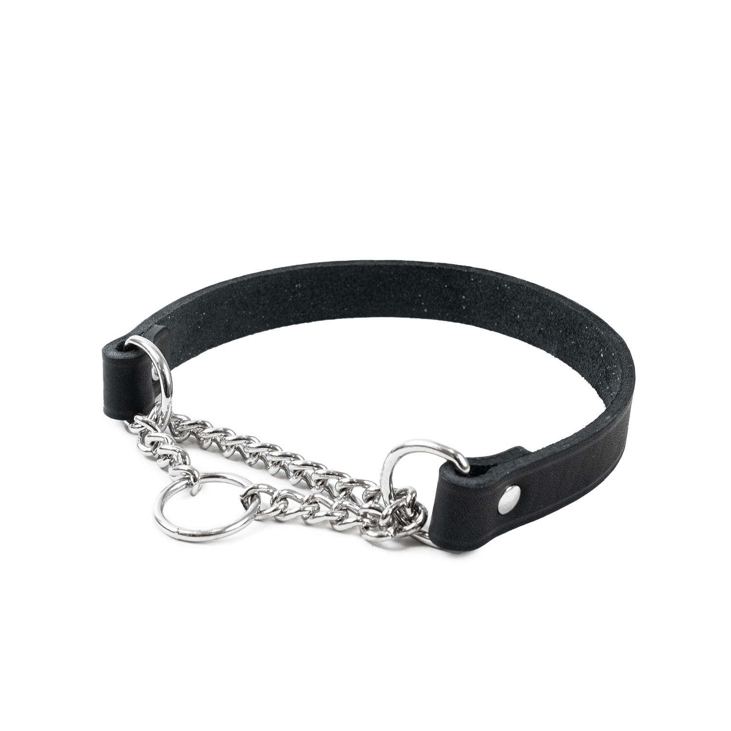 Halskjede i lær Hera halvjern Svart 18 mm x 32-39 cm