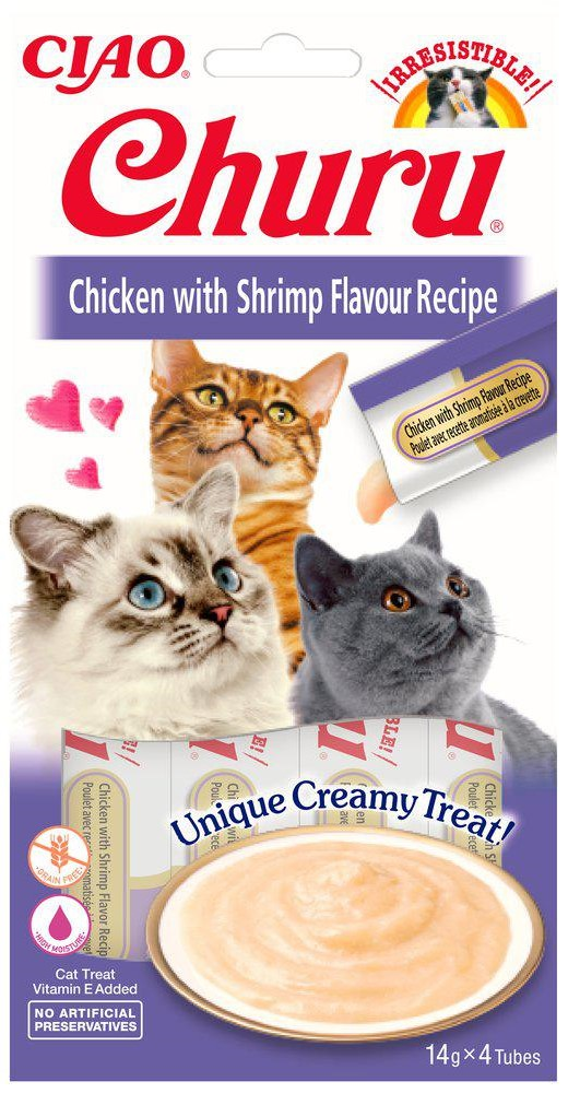 Churu - Cat Creamy Chicken med rekesmak, 4-pk. - Katt - Helse og pels - Hygiene - Godbiter - Dyrekassen.no