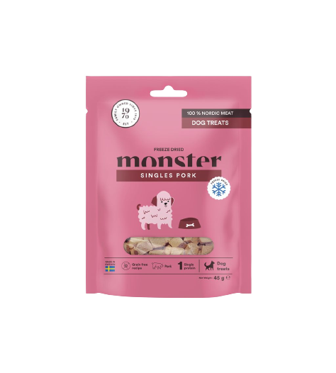 Monster Pet Food Hundegodbiter Frysetørket svinekjøtt 45 g