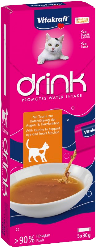 Vitakraft - Drikk med kyllingsmak + taurin 5x30g - Katt - Helse og pels - Hygiene - Godbiter - Dyrekassen.no