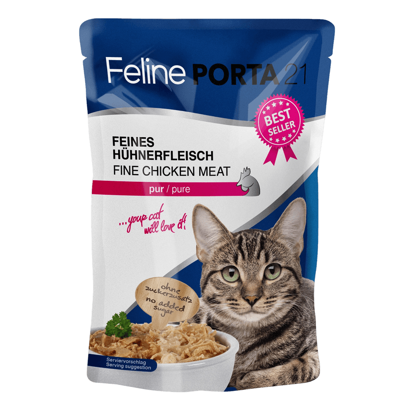 Porta21 - Feline Pure Chicken Cat Pouch 100 g - Katt - Helse og pels - Kosttilskudd - Våtfôr - Dyrekassen.no