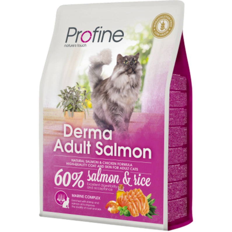 Profine - Kattetørrfôr Derma Adult Laks og kylling 10 kg - Katt - Helse og pels - Kosttilskudd - Tørrfôr - Dyrekassen.no
