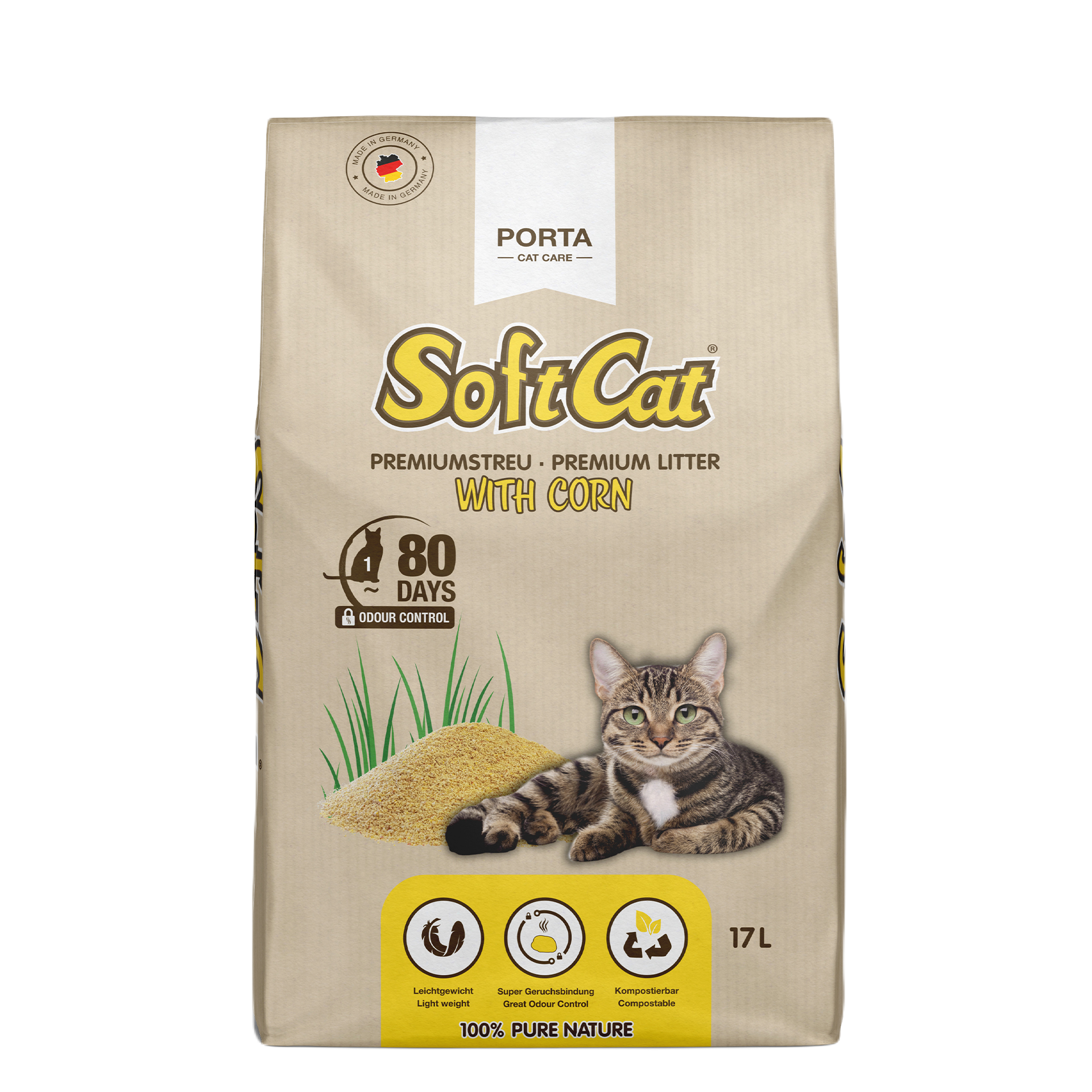 SoftCat - Mais - papirpose 17 L - Katt - Helse og pels - Hygiene - Kattesand - Dyrekassen.no