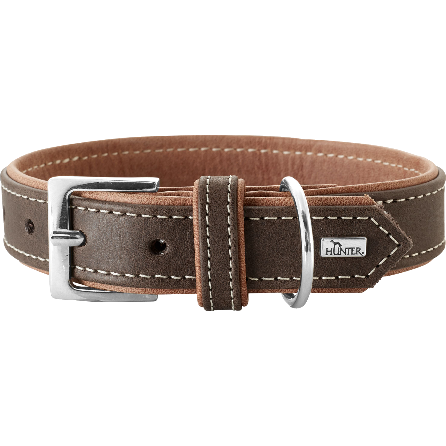 Hunter - Dog Collar Porto DarkBrown/Cognac S 45 - 33-39cm - Hund - Hundebur - Hundehalsbånd - Dyrekassen.no
