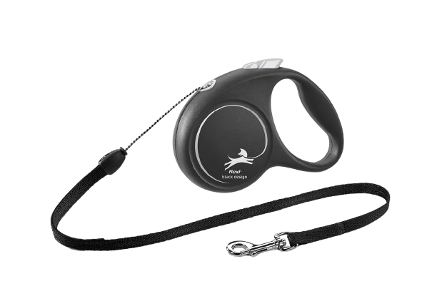Flexi - Rullebånd Black Design Cord, 5m, S, maks 12kg, Sølv - Hund - Dyrekassen.no