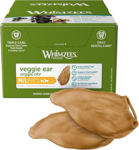 Whimzees - Veggie Ear 1 øre x 18 - Hund - Hundegodteri - Dyrekassen.no