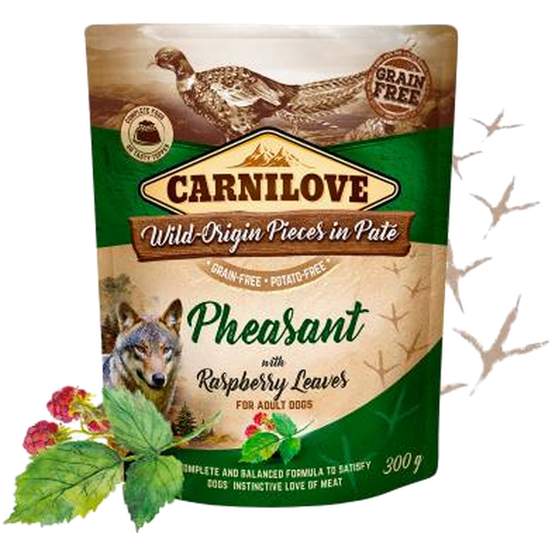 Carnilove - Dog Pouch Paté fasan med bringebærblader 300 g x 12 stk. - Hund - Våtfôr - Dyrekassen.no