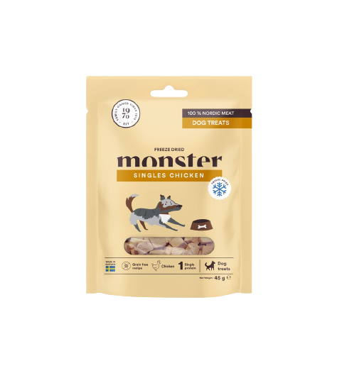 Monster Pet Food Hundegodbiter Frysetørket kylling 45 g