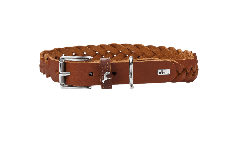 Dog Collar Solid Education Special Cow Leather Cognac M 55cm