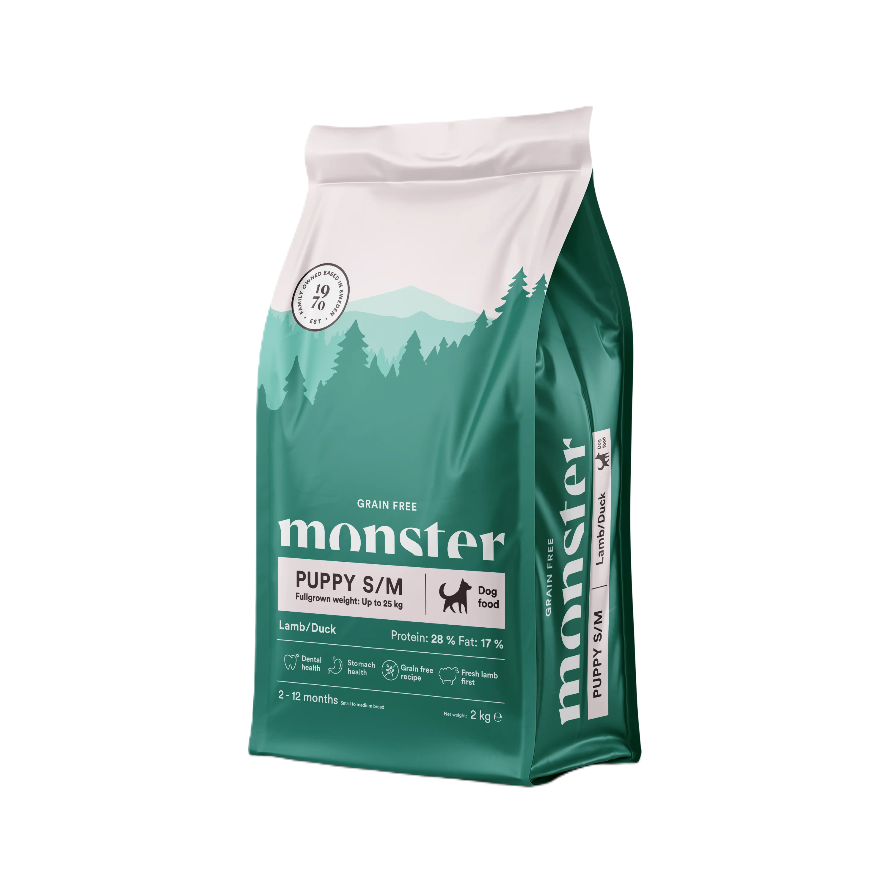 Monster Pet Food Dog Grain Free Puppy S/M Lamb/Duck 2 kg