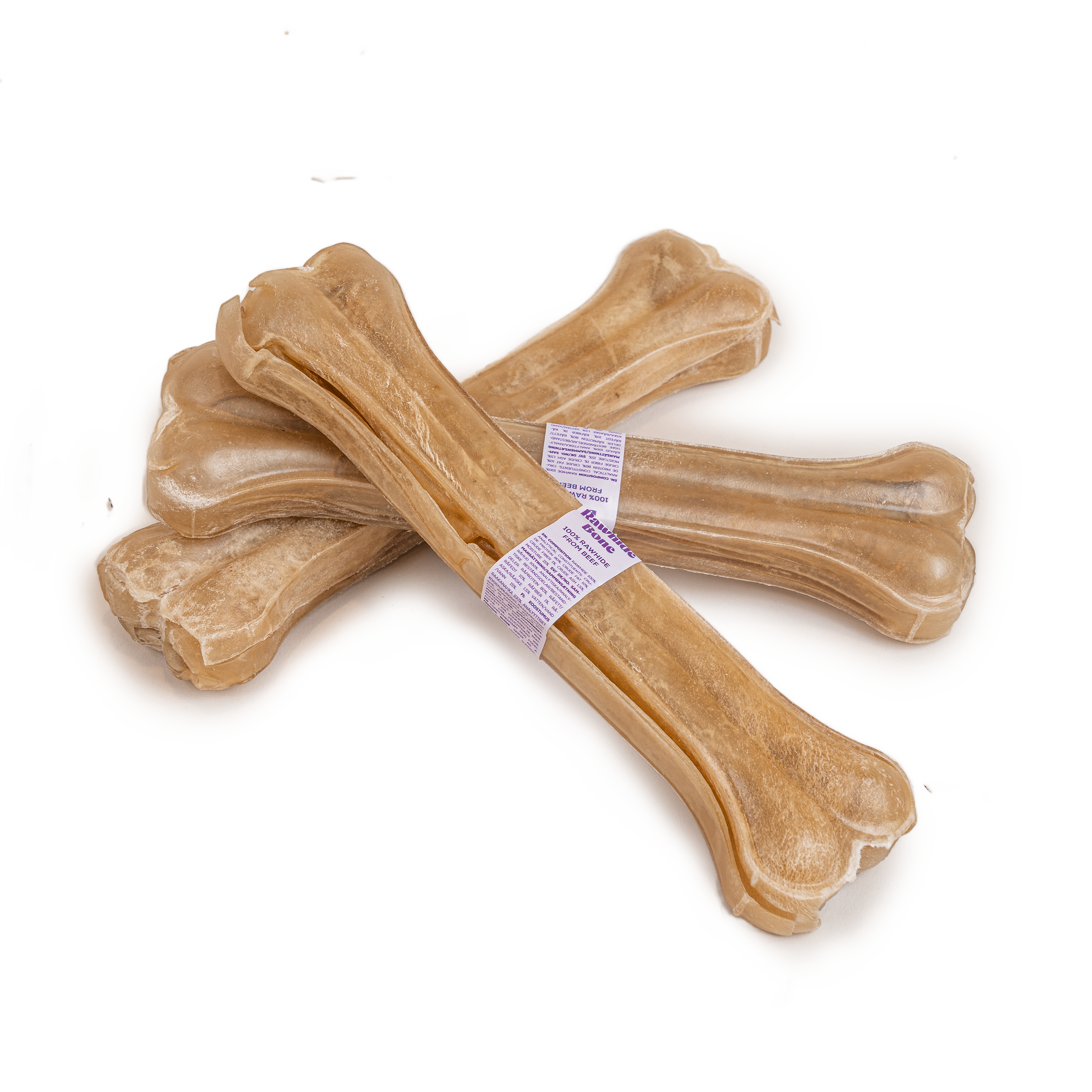 Tyggebein av presset råhud - Naturell 26 cm