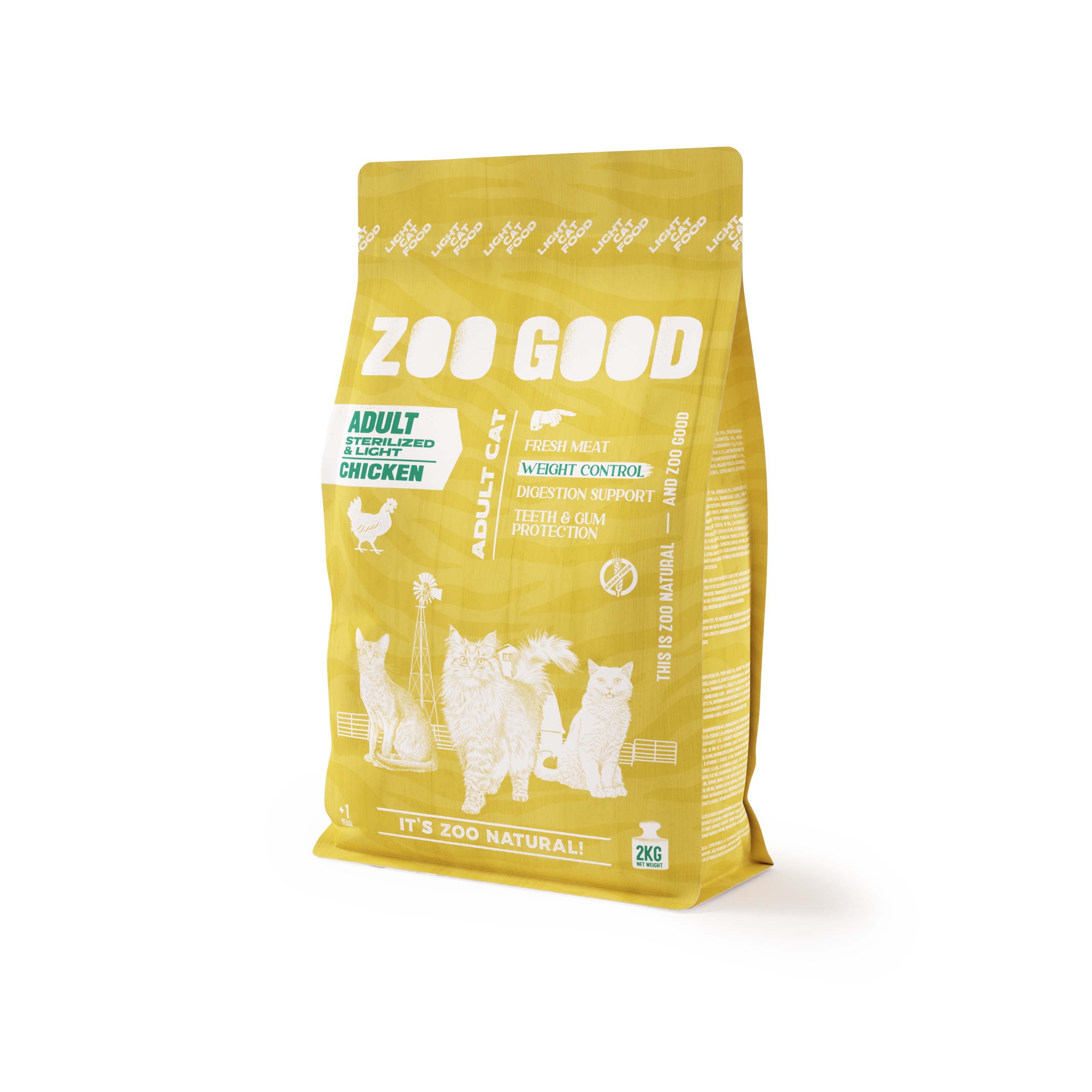ZOO GOOD - Sterilisert Adult Weight Loss/Light - Kornfri kylling 2 kg - Katt - Helse og pels - Kosttilskudd - Tørrfôr - Dyrekassen.no