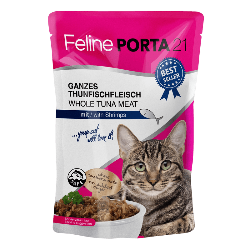 Porta21 - Feline Tunfisk med reker Kattepose 100g - Katt - Helse og pels - Kosttilskudd - Våtfôr - Dyrekassen.no