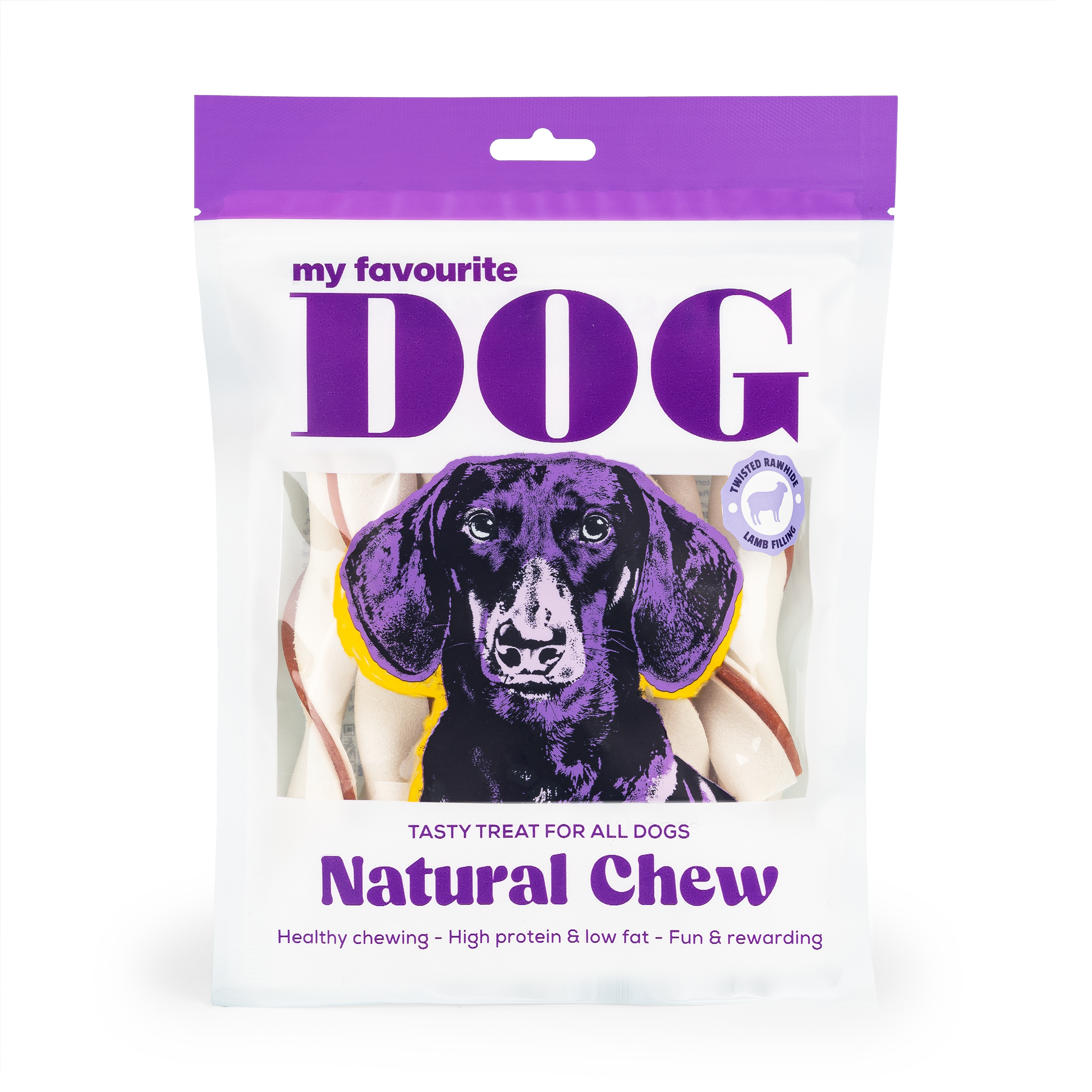 My favourite DOG - Fylte råhudsnodd - lam 14 cm, 220 g, 10-pk - Hund - Hundegodteri - Dyrekassen.no