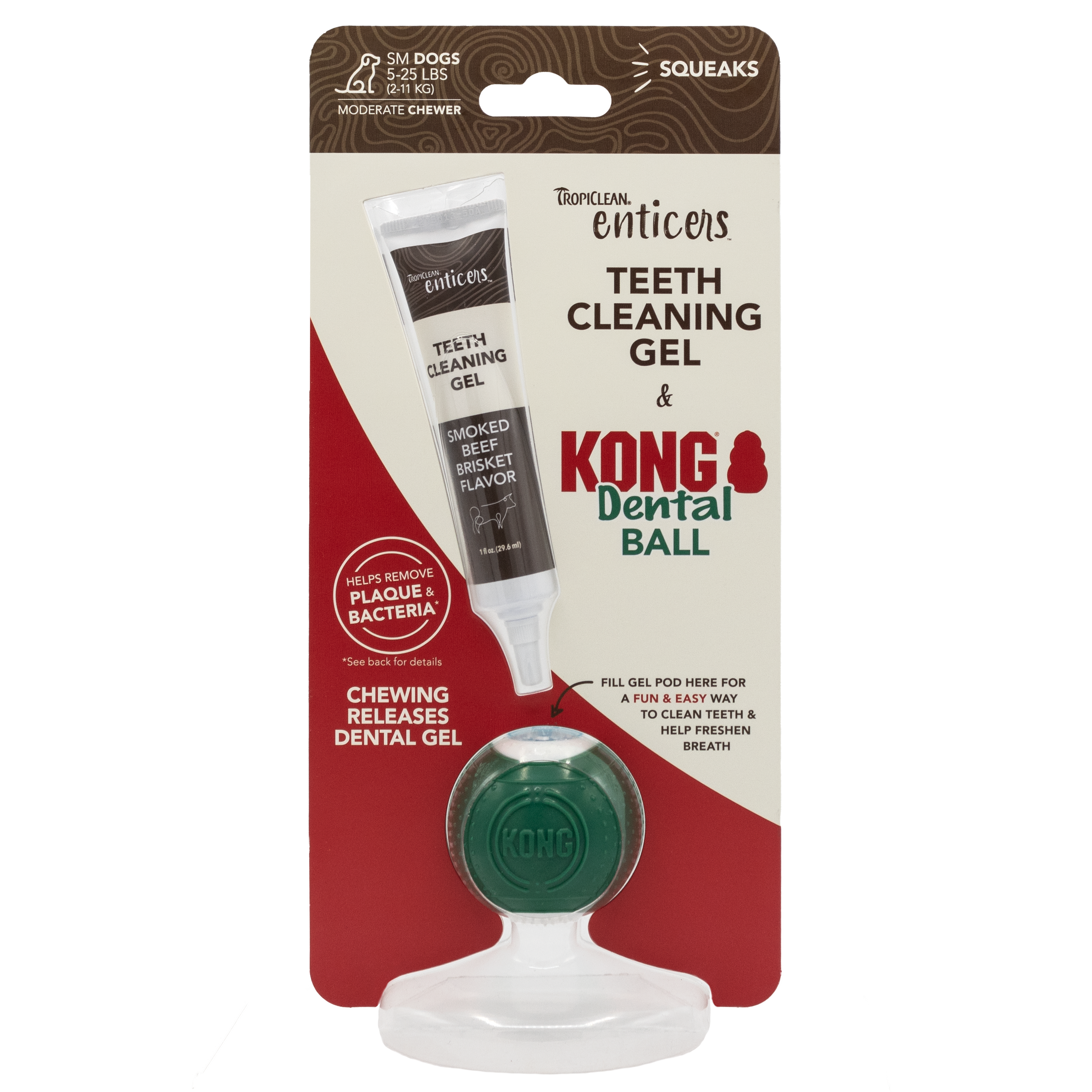 TropiClean Enticers Dental Ball Kit - Smak av røkt oksebryst