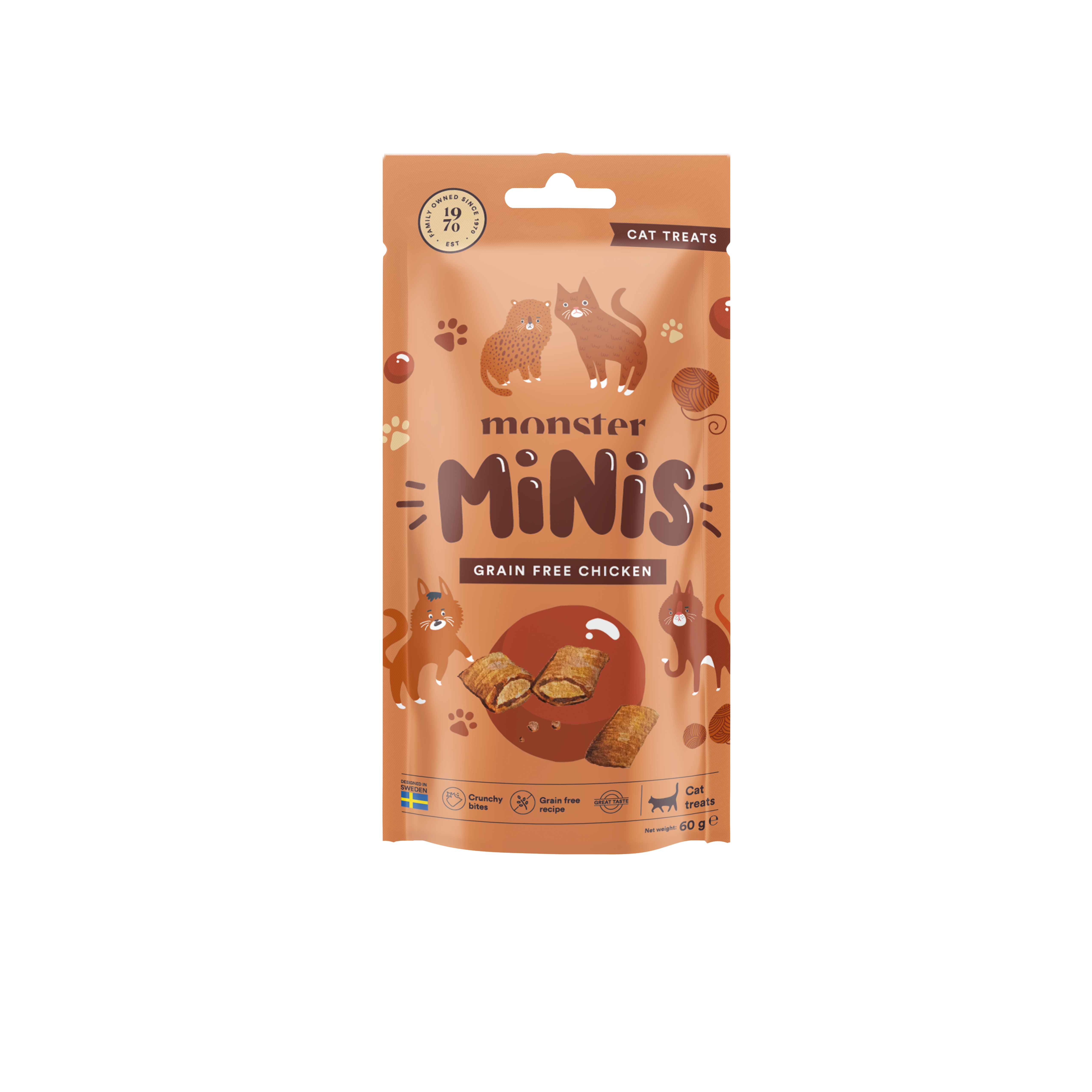 Monster Pet Food Minis godbiter Kornfri kylling 60 g