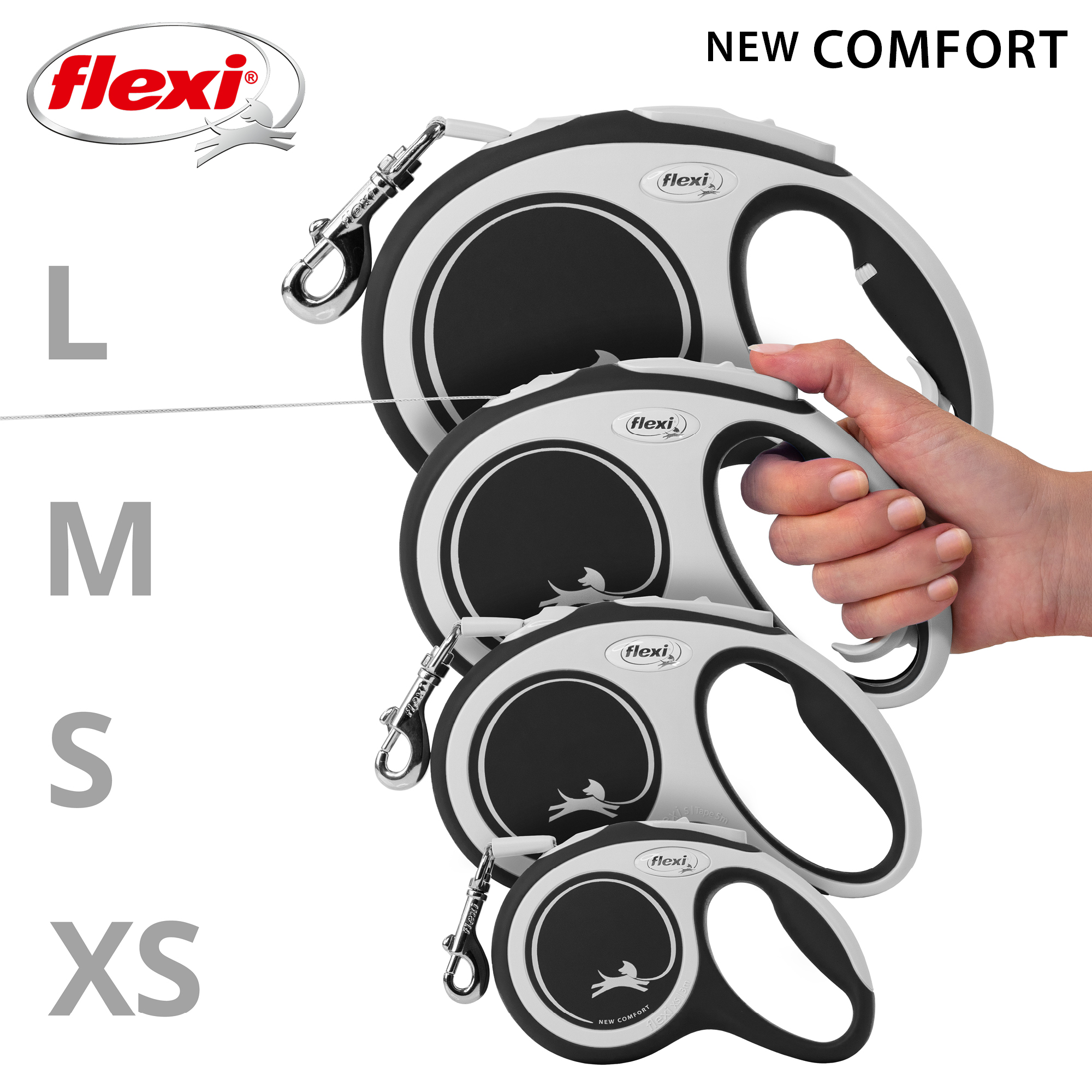 Flexi Rullebånd New Comfort Tape Black | Dyrekassen